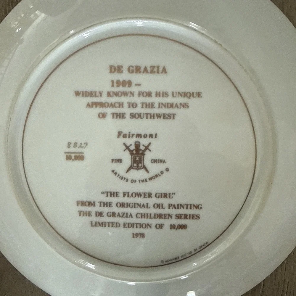 Vintage De Grazia Collector Plates 1977‎ The Flower Girl & 1978 The White Dove